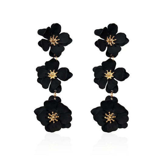 Black Floral Earring